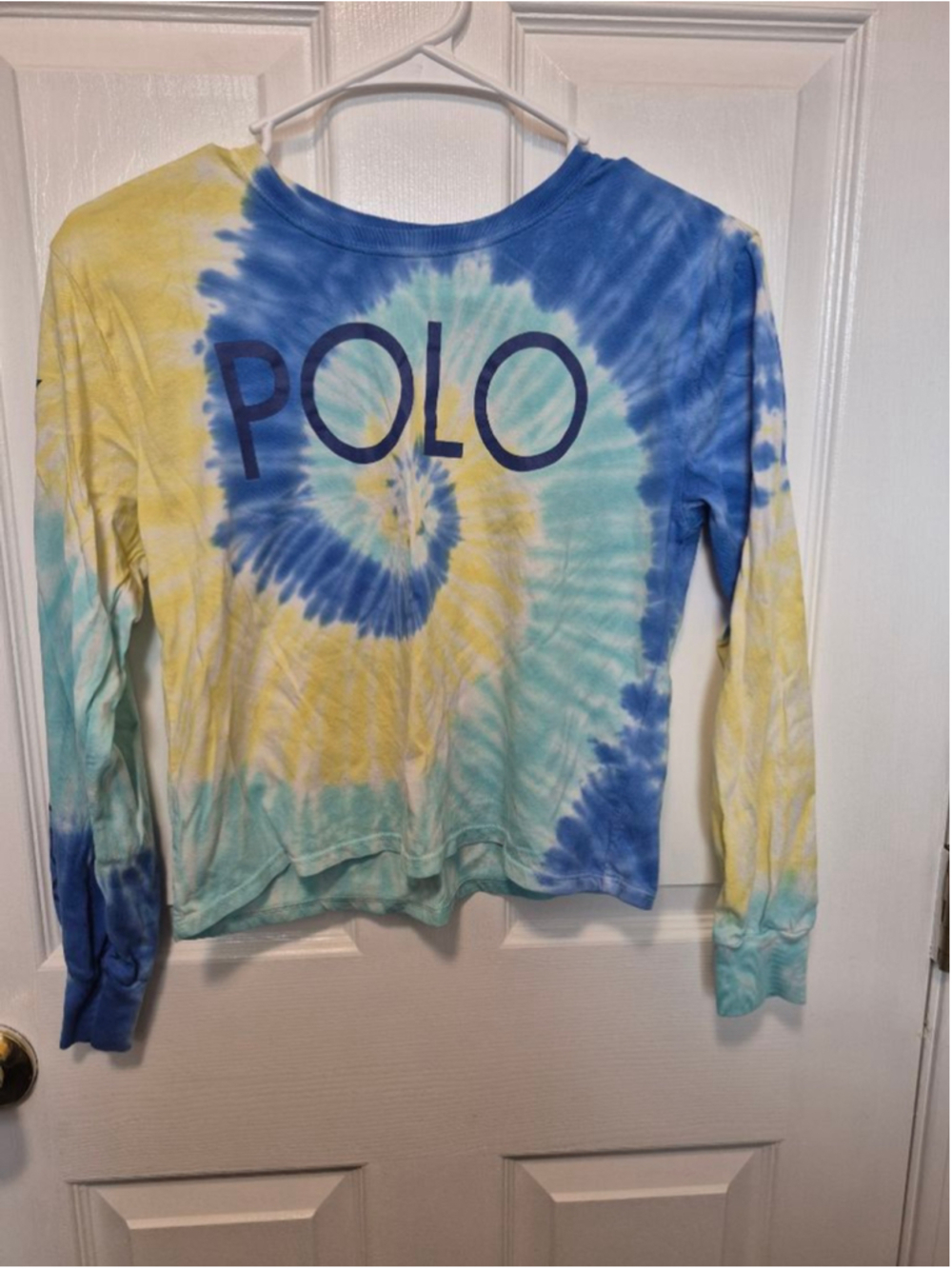 Girls Polo Ralph Lauren Tie-Dye Long Sleeve Tee L Blue Yellow